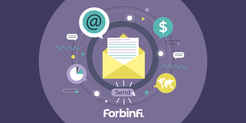 yellow envelope with a letter inside with marketing icons