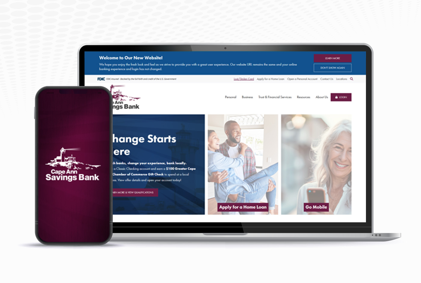 external link in new tab to capeannsavings.bank Cape Ann Savings Bank Website Mockup