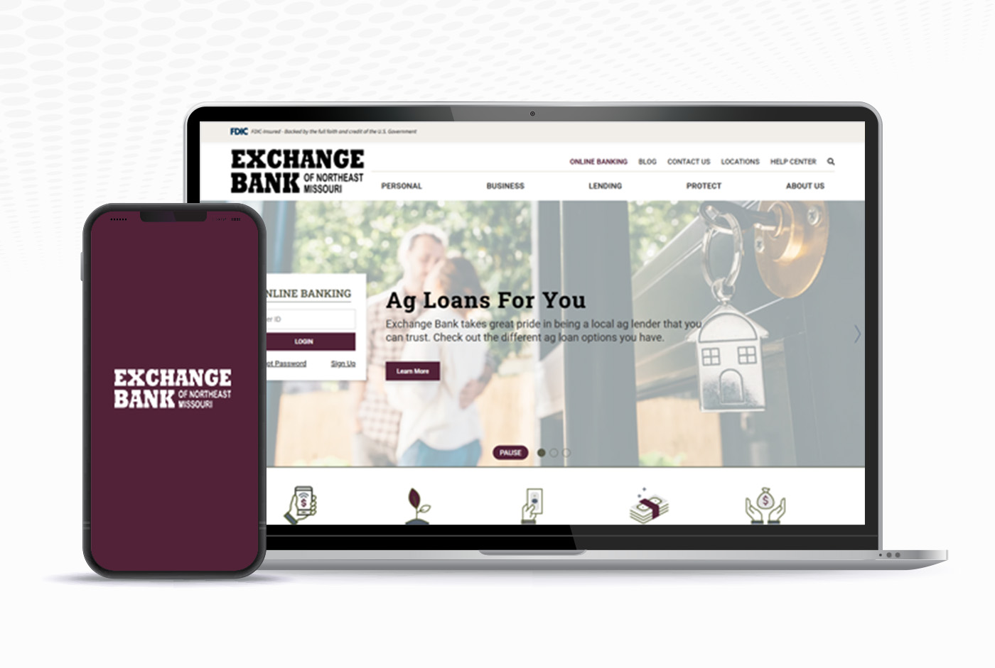 external link in new tab to ebnemo.com Exchange Bank of Northeast Missouri Website Mockup