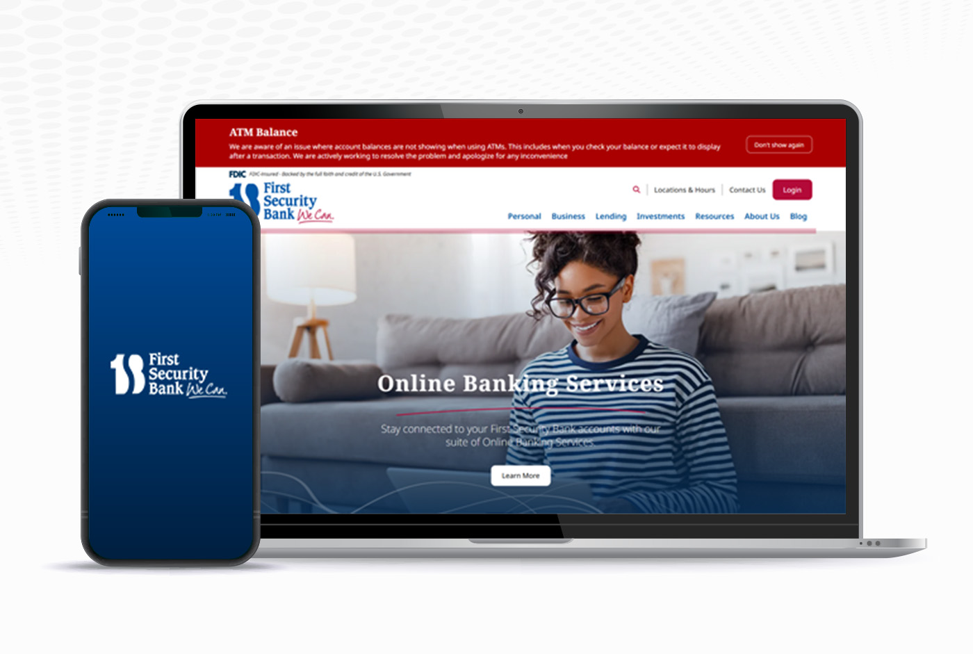 external link in new tab to fsbbyron.com First Security Bank Website Mockup