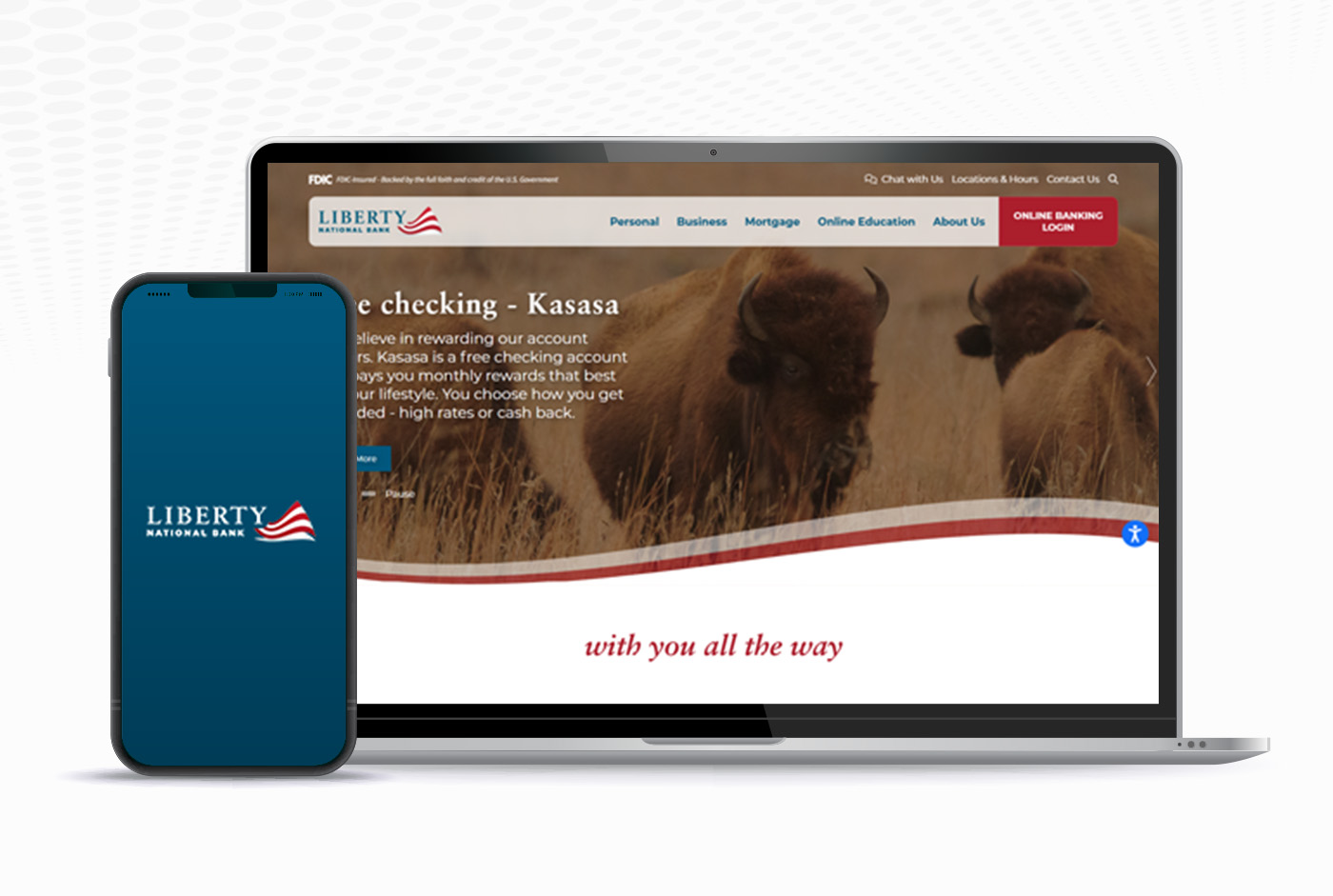 external link in new tab to WeAreLiberty.bank Liberty National Bank Website Mockup